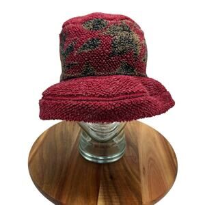 Vtg 90s ALPS Leaves Bucket Hat Adult OS Sherpa Fleece Full Brim USA Gorpcore